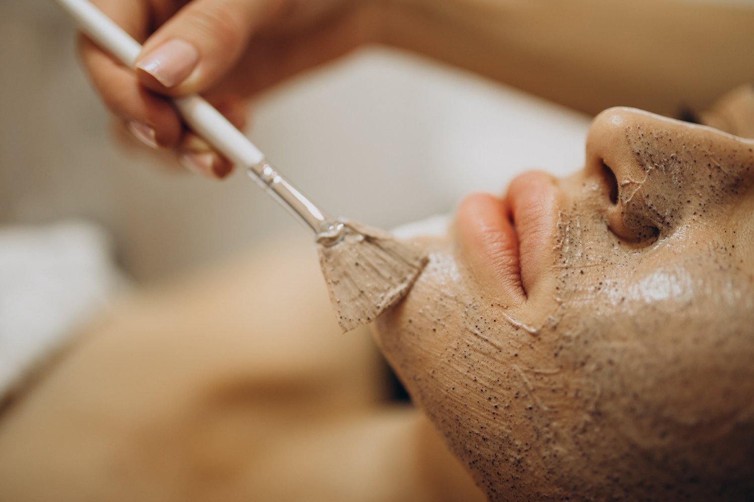 A facial mask being applied during a treatment at Soul Spa & Beauty
